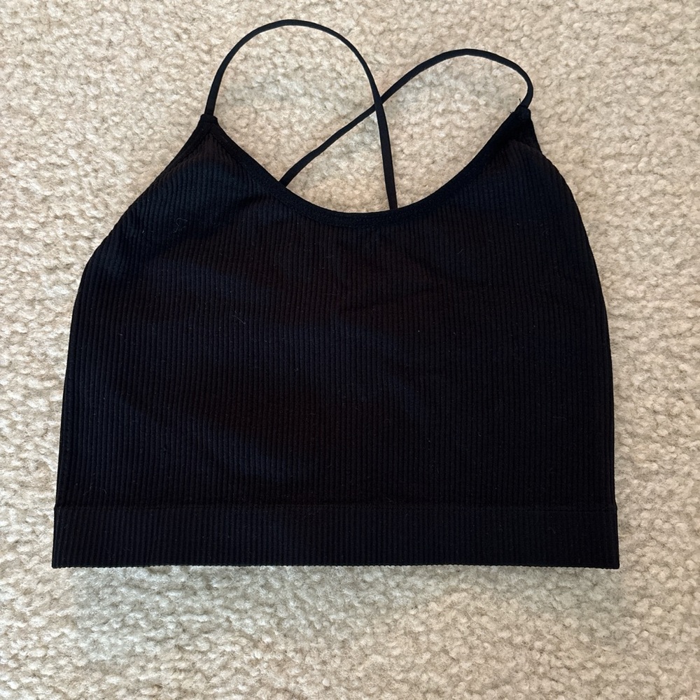 Colsie Black Ribbed Crop Top